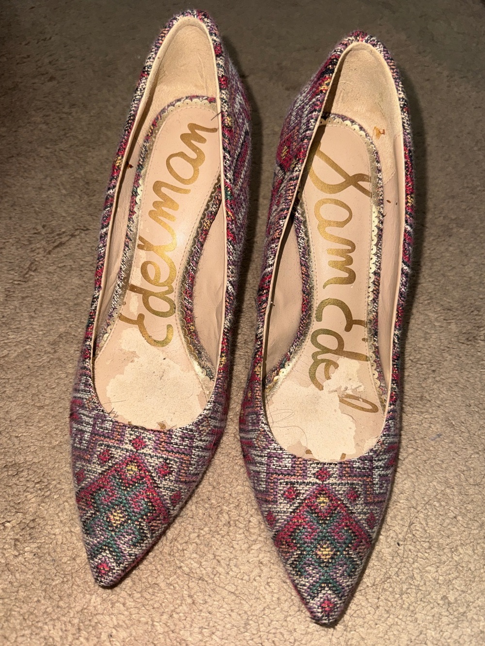 Sam Edelman Multicolor Woven Pointed-Toe Heels